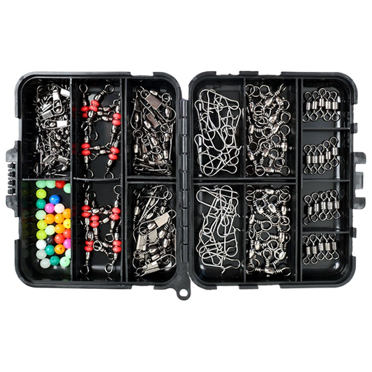 Portable Black Box 140 Pieces Accessories Set Lure Enhancement Pins Treble Hooks Snap Beads Small Accessories Set