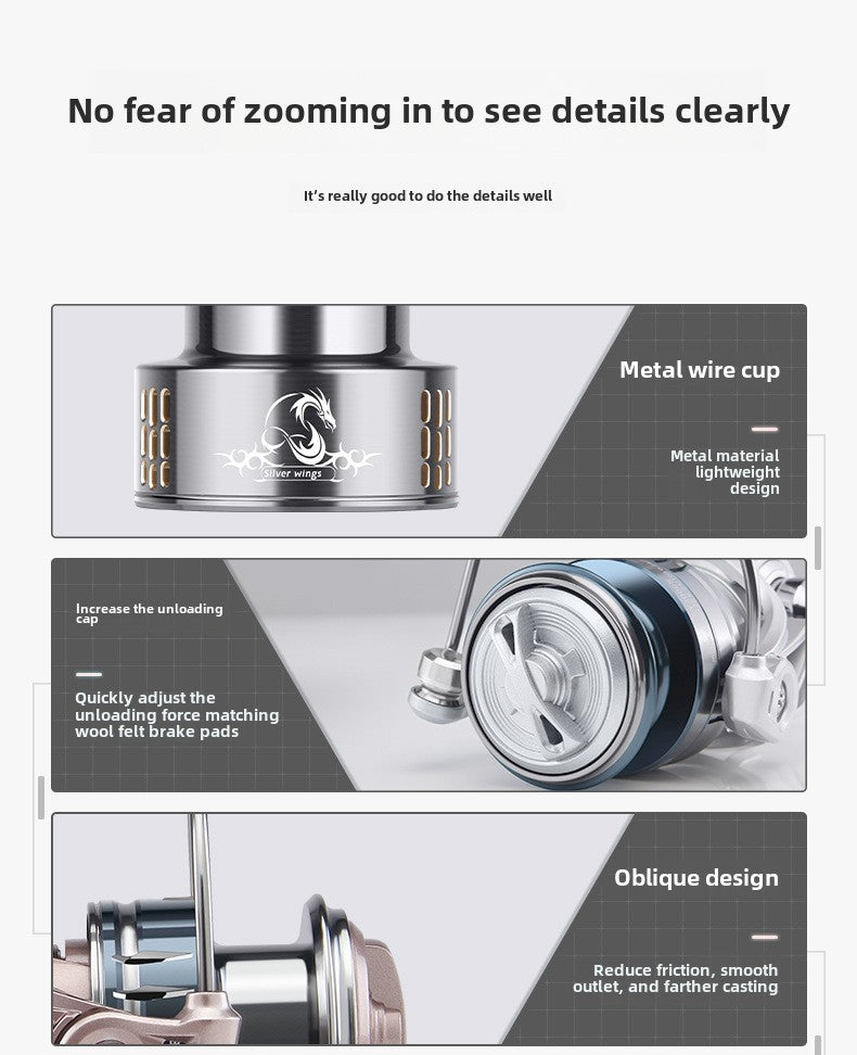 Lure Spinning Reel Double Arm Fishing Reel Long Casting Micro Fishing Reel